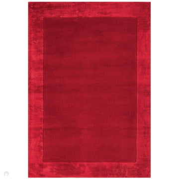 Ascot Modern Plain Hand-Woven Wool Centred Loop Pile Metallic Shimmer Wide Viscose Border Crimson Red/Ruby Red Rug-Asiatic Carpets-Rug Love - The Most Loved Rug Store
